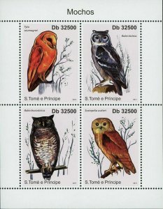 Owls Stamp Birds Tyto Soumagnei Bubo Leucostictus S/S MNH #4917-4920