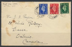 GB 1937 Cover w/ SG 462/3 466 FDC to Canada see scans SC 235/6 - 239 free shi...