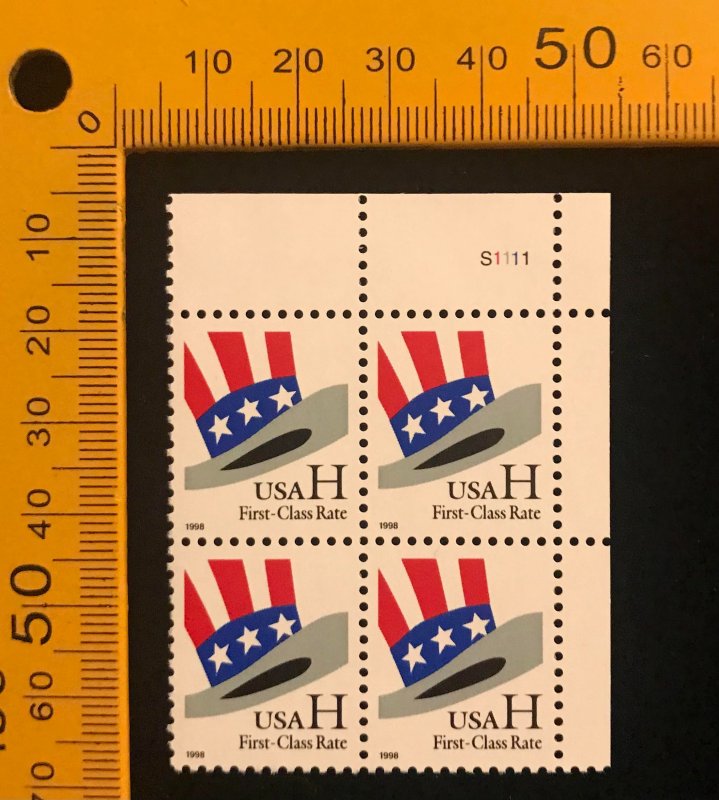 3260 Plate Block of 4, MNH, Shiny Gum