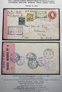 1939 Los Angeles CA USA Censored Cover to Cork Ireland Trans Atlantic Clipper