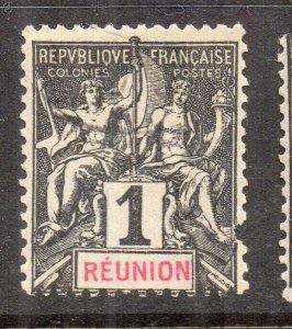 Reunion 1892 Early Issue Fine Mint Hinged 1c. NW-230780