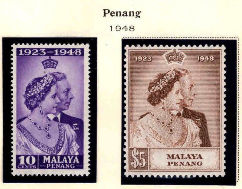 MALAYA Penang Scott 1-2 MNH**1948 Silver Wedding Issue