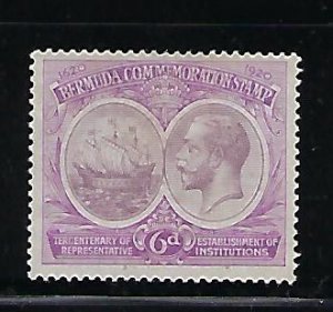 BERMUDA SCOTT #69 1920-21 TERCENTENARY ISSUE 6P - MINT LIGHT HINGED