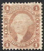 US Revenue stamp, Sc R3c Unused  1c Proprietary, VF, part gum & heavy hinging
