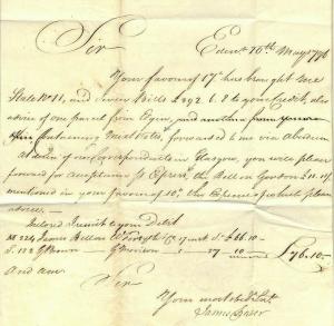 GB LETTER SCOTLAND Edinburgh Bishop Mark COACHING 1796 Huntly BANK Cover MS3650