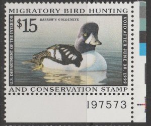 U.S. Scott Scott #RW65 Duck Stamp - Mint NH Plate Number Single