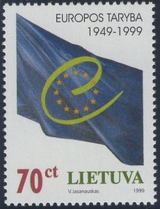 Lithuania 1999 MNH Sc 630 70c Flag Council of Europe 50th ann