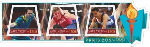 Stamps. Olympics games in Paris 2024 Cabo Verde 2022 year 1+1 sheet perforated