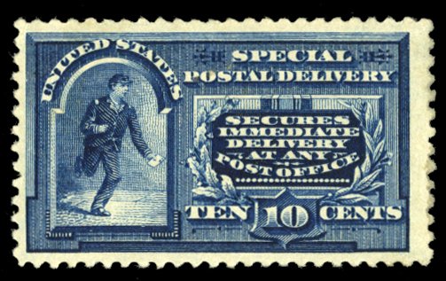 United States, Special Delivery #E4 Cat$850, 1894 10c blue, hinged, faint per...