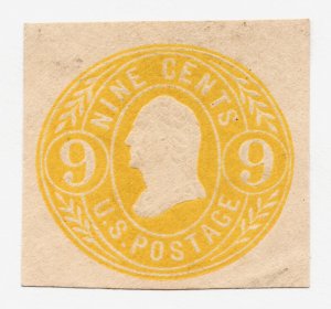 US 1865  9¢ Lemon on Buff Cut Square U66 & PSE Cert. MLH CV $375