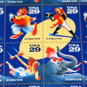 Circus Performers, 1993 sheet of postage stamps Sc #2750-53