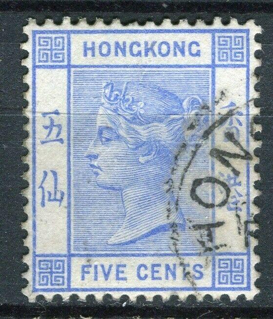 HONG KONG; 1882-96 early QV Crown CA issue fine used 5c. value