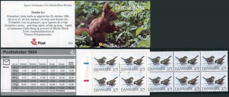 Denmark 1012a booklet, MNH. Michel 1086 MH. Bird House sparrows, 1994.