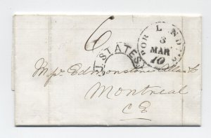 1859 Portland ME to Montreal canada crossborder stampless letter [h.7185]