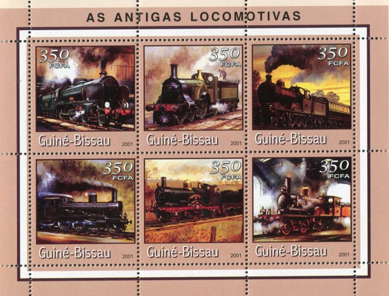 Guinea-Bissau 2001 VINTAGE STEAM TRAINS Sheet Perforated Mint (NH)