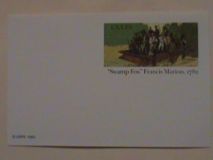 ​UNITED STATES-1982-SWAMP FOX-FRANCIS MARION-1782-MNH POST CARD-VERY FINE