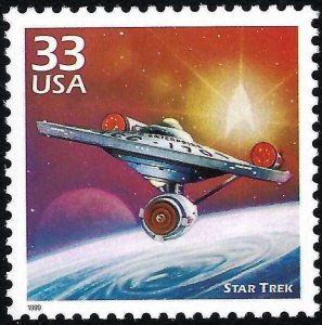 1999 Star Trek USS Enterprise Single 33c Postage Stamp, Sc# 3188e, MNH, OG