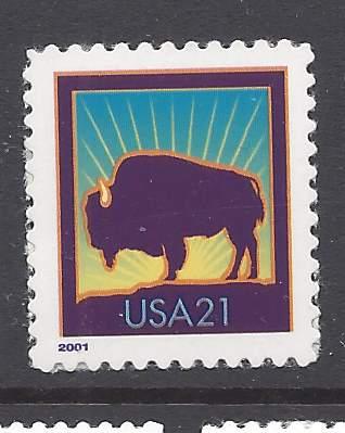 USA 3468 Bison American Buffalo Mint 21cent Stamp die cut SA