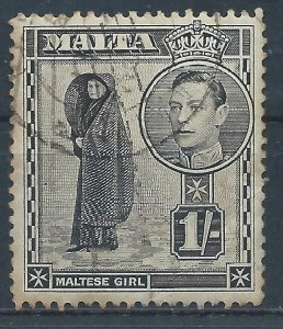 Malta 1938 - George VI 1s - SG226 used filler