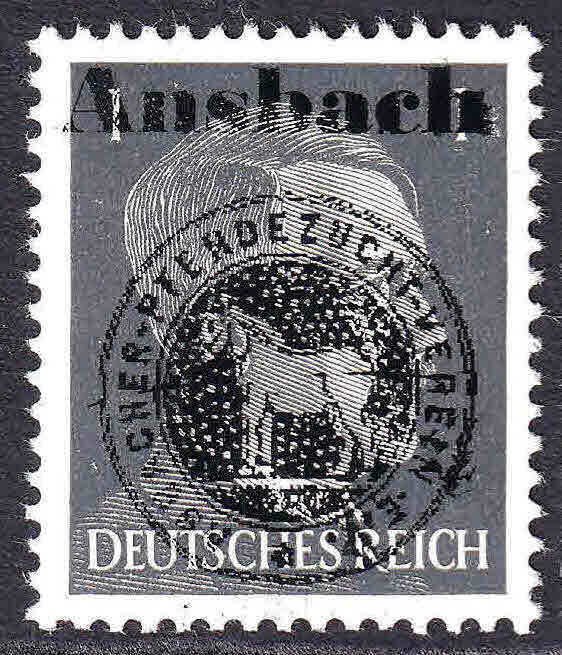 GERMANY 506 ANSBACH HORSE OVERPRINT OG NH U/M VF BEAUTIFUL GUM