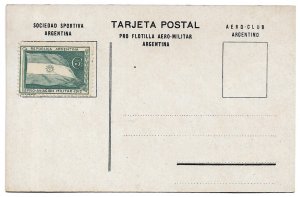 ARGENTINA 1912 5c Flag PRO-AVIACION MILITAR Charity Stamp on AVIATION Post Card
