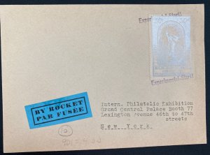 1936 New York USA First Rocket Flight Airmail Cover Philatelic Exhibition Silver