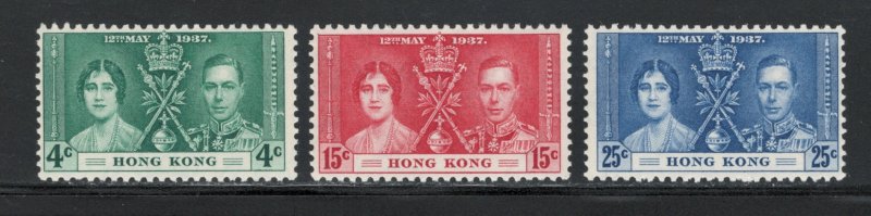 Hong Kong 1937 Coronation Omnibus Scott # 151 - 153 MNH