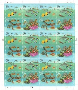 Wonders of the Sea Complete Sheet of Twenty 29 Cent Postage Stamps Scott 2863-66