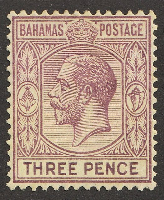 1930 Bahamas Sc# 76 - Three Pence, KGV. MH Postage Stamp Cv$8.75