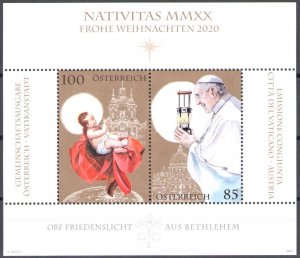 2020 Austria - Christmas - Joint Issue with Vatican - Sheet - MNH**