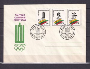 Lithuania 1992 Olympic Games Albertville & Barcelona Mi496/98 FDC