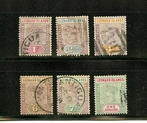 Leeward Islands #2-7 (LE687) Queen Victoria 1890 issue, Wmk 2, Used, CV$110.45