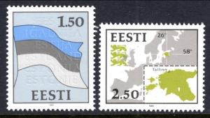 Estonia 209-210 Map Flag MNH VF