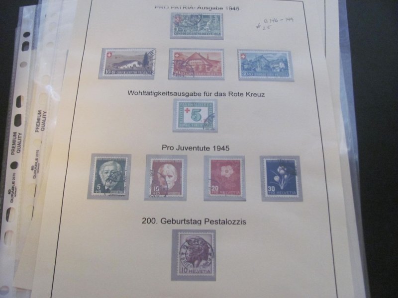 SWITZERLAND USED STAMPS & COVERS COLL. ON PAGES 1930-2005 $2K-$3K CAT. XF (191)