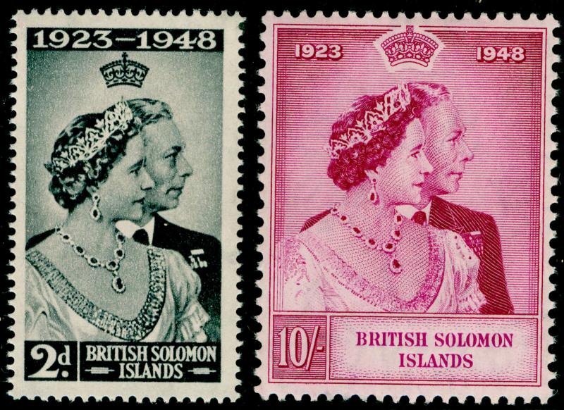 BRITISH SOLOMON ISLANDS SG75-76, COMPLETE SET, NH MINT. Cat £10. RSW.