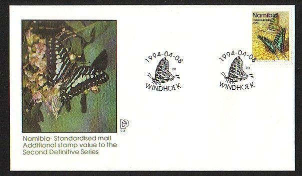 Namibia, Scott cat. 745a. Butterfly Standardised Mail Value. First day cover