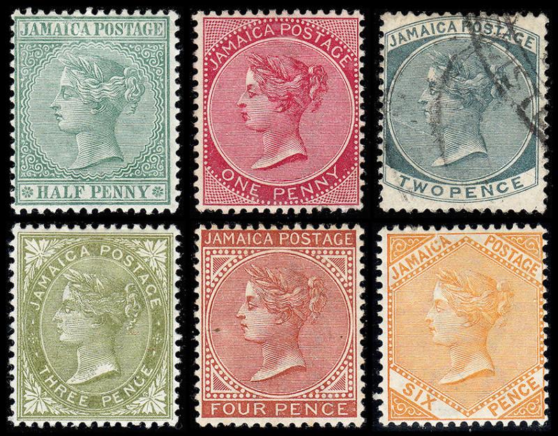 Jamaica Scott 16, 18, 20-23 (1883-90) Mint/Used H F-VF, CV $80.95