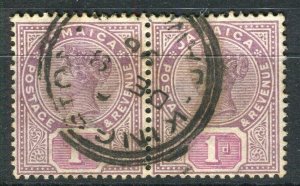 JAMAICA; 1889-91 early QV issue fine used Shade of 1d. Pair fair Postmark