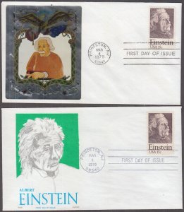 USA # 1774.2 SET of 2 DIFF FDCs, PORTRAIT of ALBERT EINSTEIN