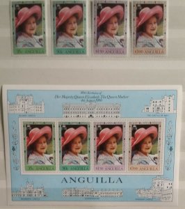 Anguilla 1980 Queen Mother 80th Birthday MNH Stamp Set & MS