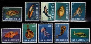 San Marino Scott 643-652 MNH** 1966 Fish set