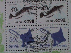 ​KOREA-1990-SC#2951-5-SEA FISHES-CTO-SHEET-VERY FINE--WE SHIP TO WORLWIDE