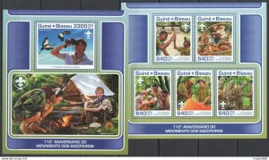 2017 Guinea-Bissau Scouting Boy Scouts Birds Mushrooms #9440-4+Bl1629 ** Fd0308