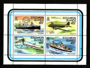 Solomon Is-Sc#425-unused NH sheet-Ships-London Stamp Exhibition-1980-