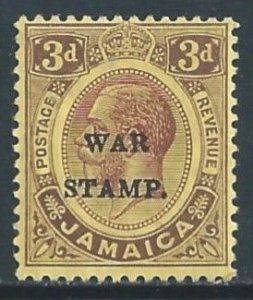 Jamaica #MR6 NH 3p George V Ovptd. War Stamp