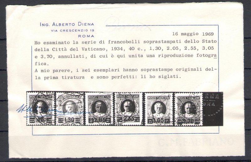 1934 Vatican, Provisional Series No.35/40, 6 Overprinted Values Used - Alberto D