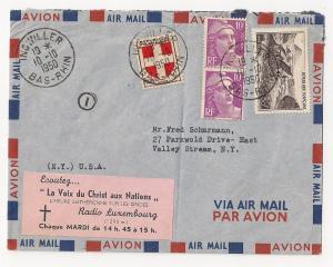 1950 FRANCE cover with RADIO LUXEMBOURG label. Attractive. VF.