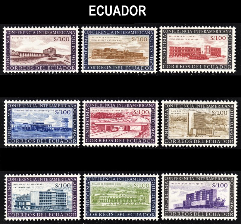 Ecuador Scott 661-69 complete set F to VF mint OG NH.  FREE...