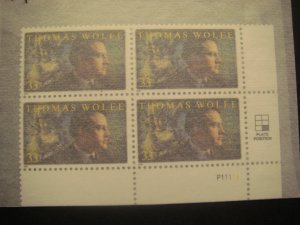 Scott 3444, 33c Thomas Wolfe, PB4 #P1111 LR, MNH Commemorative Beauty