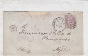 England 1876 London E.C. Cancel 72 Mark Stamp Cover to Naples Italy Ref 34918